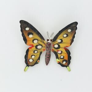Mid-Century Vintage Butterfly Brooch – Painted Metal, Stamped Korea